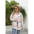 thumbnail image 6 of ONLYSHE Women Shacket Jacket Blouse with Pockets Flannel Plaid Top Shirt Coat Lapel Long Sleeve Tartan Outerwear, 6 of 8