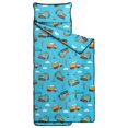 thumbnail image 2 of Excavator and Crane Blue Pattern Teens Toddler Nap Mat with Pillow, Sleeping Mat Bag for Preschool Daycare 60"x20", 2 of 6