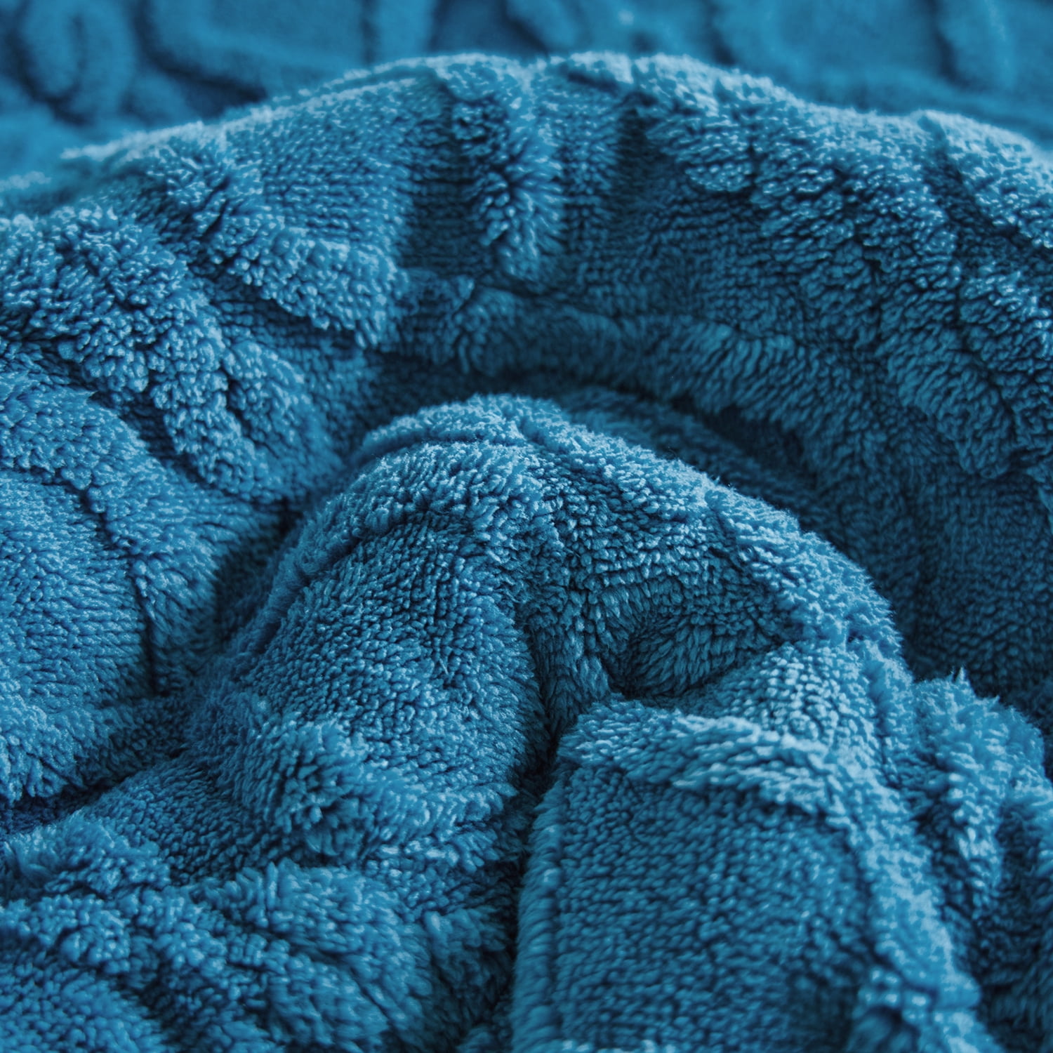 NC 3 Piece Sherpa Blanket,Winter Warm 3 Ply Borrego Fleece Blanket,King 79"x 91",Blue
