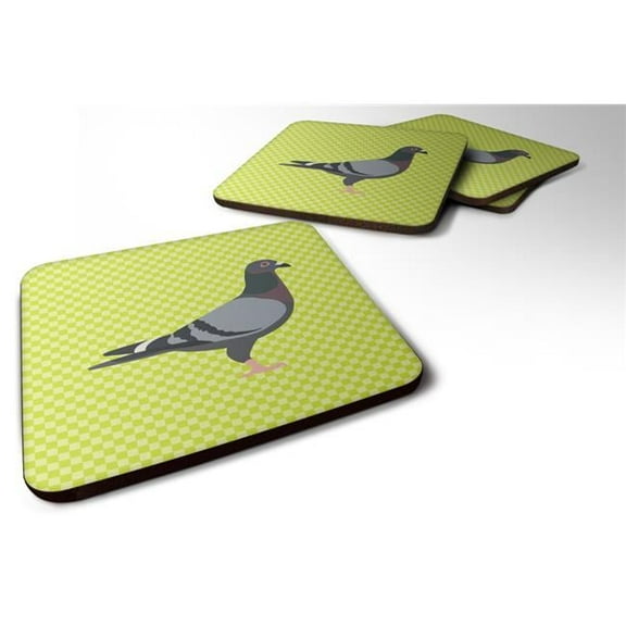 Racing Pigeon Green Foam Coaster, Set of 4