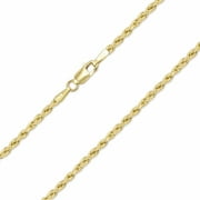 10K Yellow Gold 2mm Diamond Cut Hollow Rope Chain Necklace Lobster Clasp, 22 Inches
