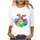 thumbnail image 1 of Camisetas de Pascua para las Mujeres Impresión de la Moda Suelta Casual Cuello Redondo Tres Cuartos de Manga Suéter, 1 of 5