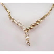 2Ct Marquise Cut Simulated Diamond V Shape Women Station Beautiful Necklace 14K Yellow Gold Plated 925 Sterling Silver 18"