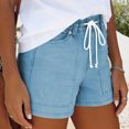 thumbnail image 5 of Jean Shorts for Women High Waisted Pull On Drawstring Waist Trendy Denim Jorts Summer Casual Jean Shorts with Pockets Summer Comfortable Going Out Sweatpants Fashion Short 2026 Blue L, 5 of 6