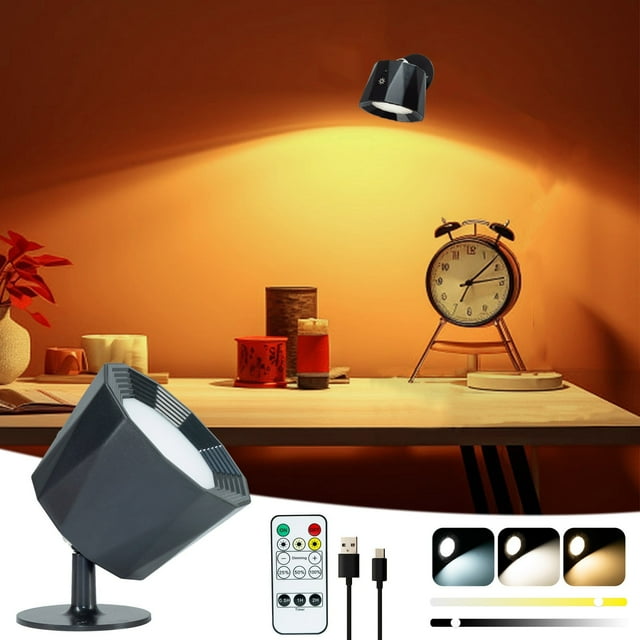Lámpara de pared magnética de tres colores con temperatura, recargable, para interiores, luz nocturna con control remoto, para dormitorio, creativa.