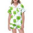 thumbnail image 2 of Pajama Set for Girls 2PC St. Patrick's Day Lapel Button up Kids Loungewear Boys Sleepwear 2 Piece Outfits Z22-Green 4-5 Years, 2 of 4
