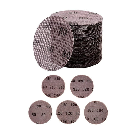 5 Inch Mesh Sanding Discs 50 Pack - 80 120 180 240 320 Grit Sandpaper - Anti-Clog Dust Free Automotive Wood Sanding - Hook & Loop