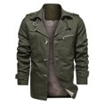 thumbnail image 2 of QHFBli Mens Denim Coat Men's Classic Denim Jacket Autumn Winter Coats Pure Color Breathable Outdoor Washed Coat for Casual Daily Wear Green L, 2 of 5