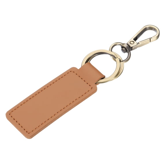Uxcell Leather Keychains, 1Pcs Leather Key Chain with Metal Clip Car Keychain for Men and Women, Brown