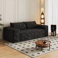 thumbnail image 3 of S-HOME Ergonomic Loveseat Sofa in Striped Pattern with Foam Cushion,  Deep Seat Design for Living Room, Bedroom and Apartments, Black, 3 of 9