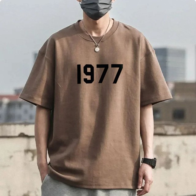 ESSENTIALS-camisetas de manga corta con Logo de letras para hombre y mujer, camisetas Unisex de Hip-Hop, 1977 algodón, 100%