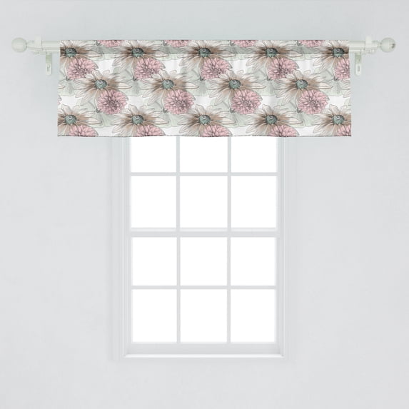 Floral Window Valance, Close Up Scene of Sketchy Pencil Drawn Like Blossoms Endemic Flowers Garden, Curtain Valance for Kitchen Bedroom Decor with Rod Pocket, 54" X 18", White Multicolor, by Ambesonne