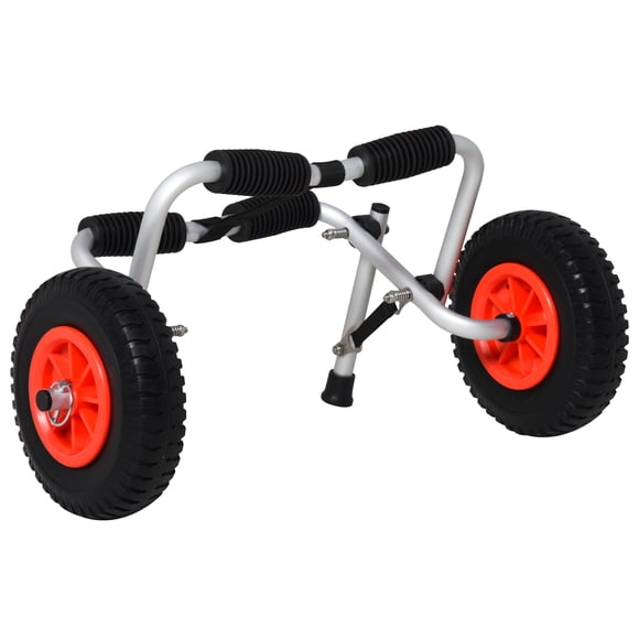 CoSoTower Kayak Cart Dolly with Flat-Free Wheels and Aluminum Frame for Kayaks, Canoes, Paddleboards, Folding Design, Silver