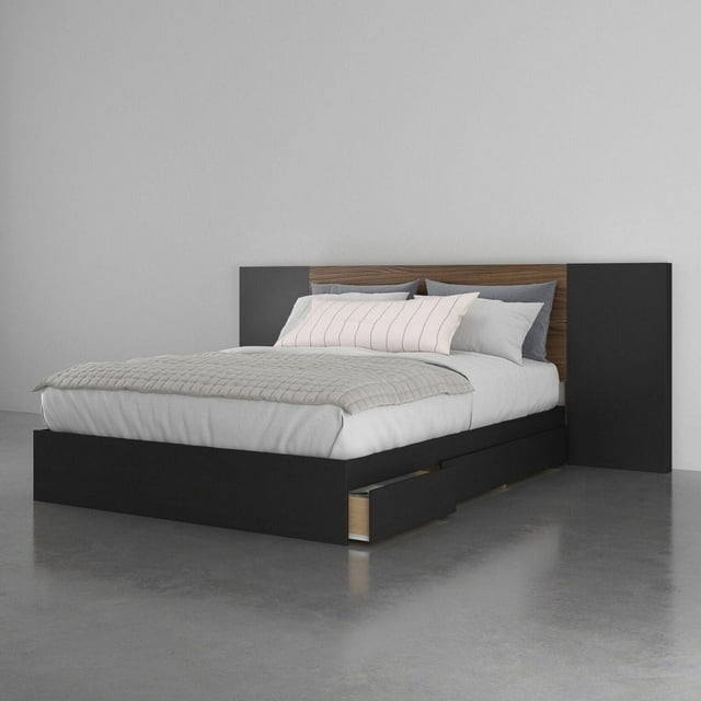 Onyx 3 Piece Bedroom Set, Walnut and Black