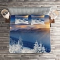 thumbnail image 2 of Ambesonne Winter Quilted Coverlet 3 Pcs, Tops Dramatic Sky Alpine, Queen Size, White Blue Apricot, 2 of 2