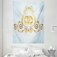 thumbnail image 1 of Wedding Decorations Tapestry, Vintage Style Victorian Ornaments on Blue Backdrop Rings Classical, Wall Hanging for Bedroom Living Room Dorm Decor, 60W X 80L Inches, Light Blue Gold, by Ambesonne, 1 of 2
