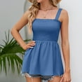 thumbnail image 5 of Mittory Women's Summer Ruffle Hem Smocked Tank Tops Sleeveless Strappy Cami Blouse Peplum Top Square Neck Babydoll Shirts, 5 of 7
