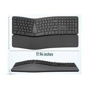 Delton KB250 Computer Ergonomic Wireless Keyboard with USB Dongle, Curved Keyboard with Wrist Pad, Natural Typing Full-Size Quiet Keyboard, Compatible for Laptop/PC/Tablets/Smartphone - Black