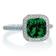 thumbnail image 2 of 1.5 Carat Cushion Cut Classic Emerald and diamond Halo Multistone Engagement Ring on 10k White Gold, 2 of 2