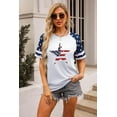 thumbnail image 4 of VILOVE Women American Flag T-Shirt Patriotic Shirts Veteran Shirt Raglan Short Sleeve Stars Stripes Top Tees, 4 of 7