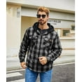 thumbnail image 3 of SPEEDRUN Men's Thick Fleece Plaid Jacket Flannel Shirts Sherpa Lined Full Zip Up Hoodie Winter Coat with Pockets Dark Gray M, 3 of 5