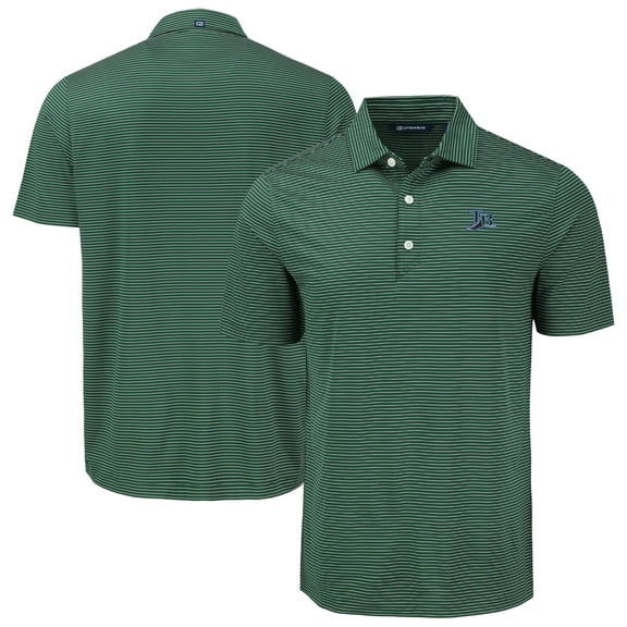Men's Cutter & Buck Green Tampa Bay Rays Forge Eco Fine Line Stripe Polo