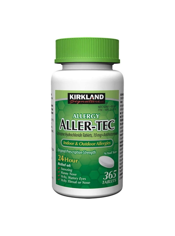 Kirkland Signature Aller-Tec Cetirizine HCL 10 mg/Antihistamine Tablets - 365 Tablets per Bottle