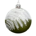 thumbnail image 2 of Fern Blown Glass Ornaments – Set of 2 European Baubles Balls Holiday Christmas Tree Decorations, Sage Green and Clear, 2 of 7