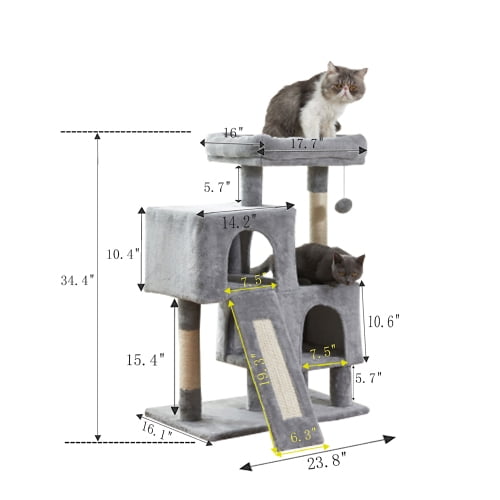 Kitten Play House Plush and Double Room Kitten Activity Center TAVIN Cat Tree Apartment with Grab Board 
