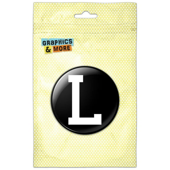 Letter L Initial Black White Refrigerator Button Magnet
