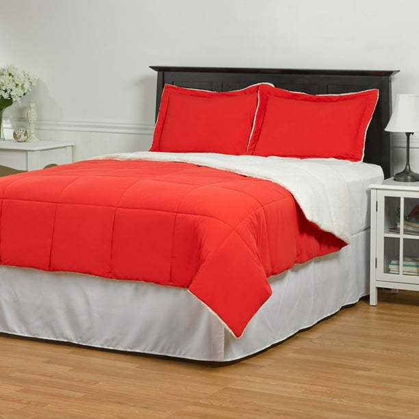 Reversible 3 Piece Sherpa Comforter Set by ExceptionalSheets Walmart