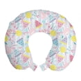 thumbnail image 1 of Summer Travel Pillow Neck Rest, Pastel Fruits of Cherries Watermelon Pears and Bubbles Colorful Jumble Pattern, Memory Foam Traveling Accessory Airplane and Car, 12", Multicolor, by Ambesonne, 1 of 2
