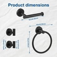 thumbnail image 2 of Dznils 4-Piece Wall Mount Steel Bath Hardware Set, Towel Ring, Toilet Paper Holder, Robe Hook, Black, 2 of 11