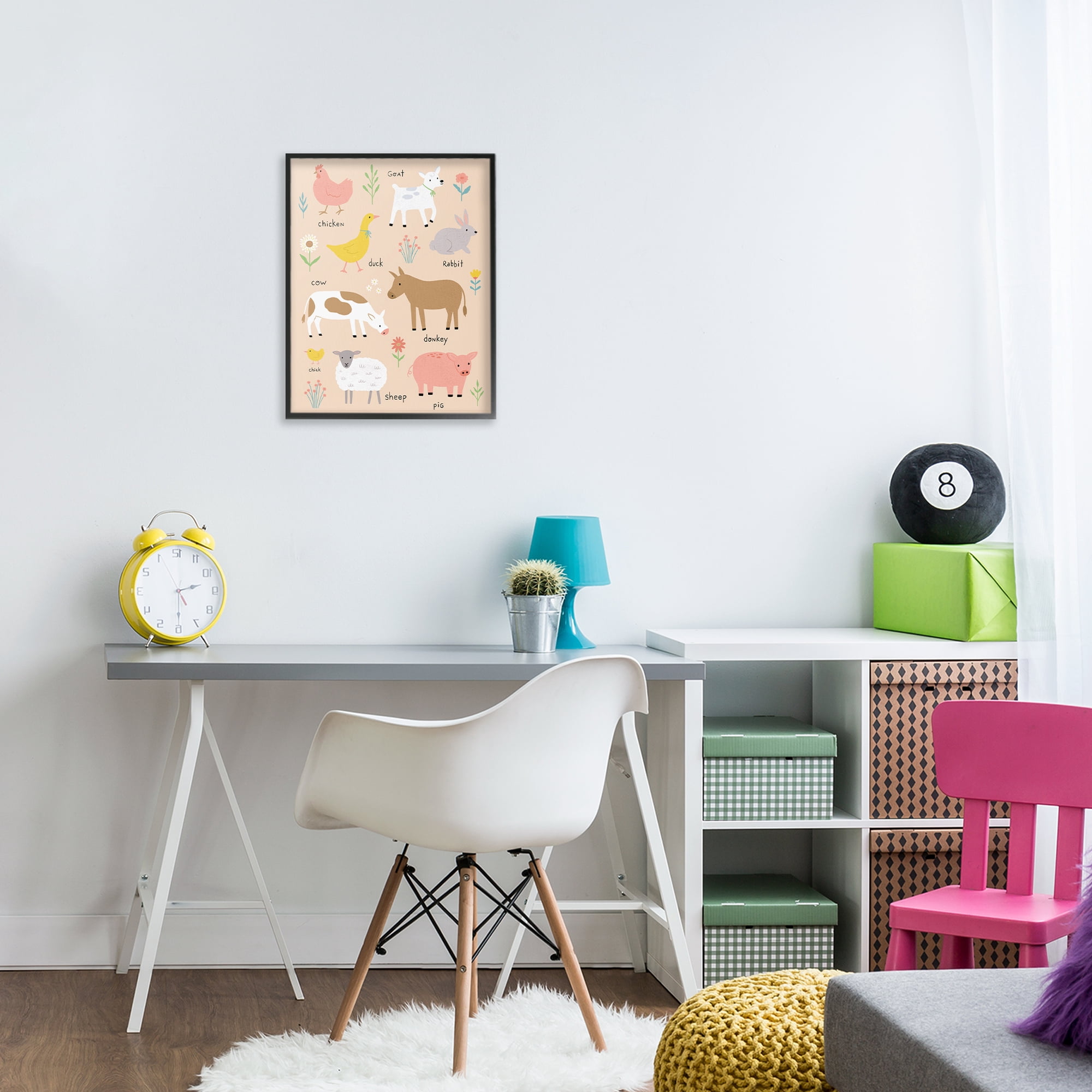 Stupell Industries Baby Farm Friends Black Framed Giclee Art, design by Nina Seven