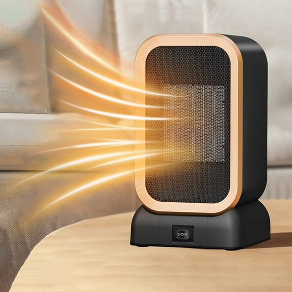 Nkmbld Portable Space Heater for Indoor Use, Desktop Office Home Heater, 12H Timer, Eco and Fan Mode, Rapid and Safe Heating for Bedroom, Office, Black