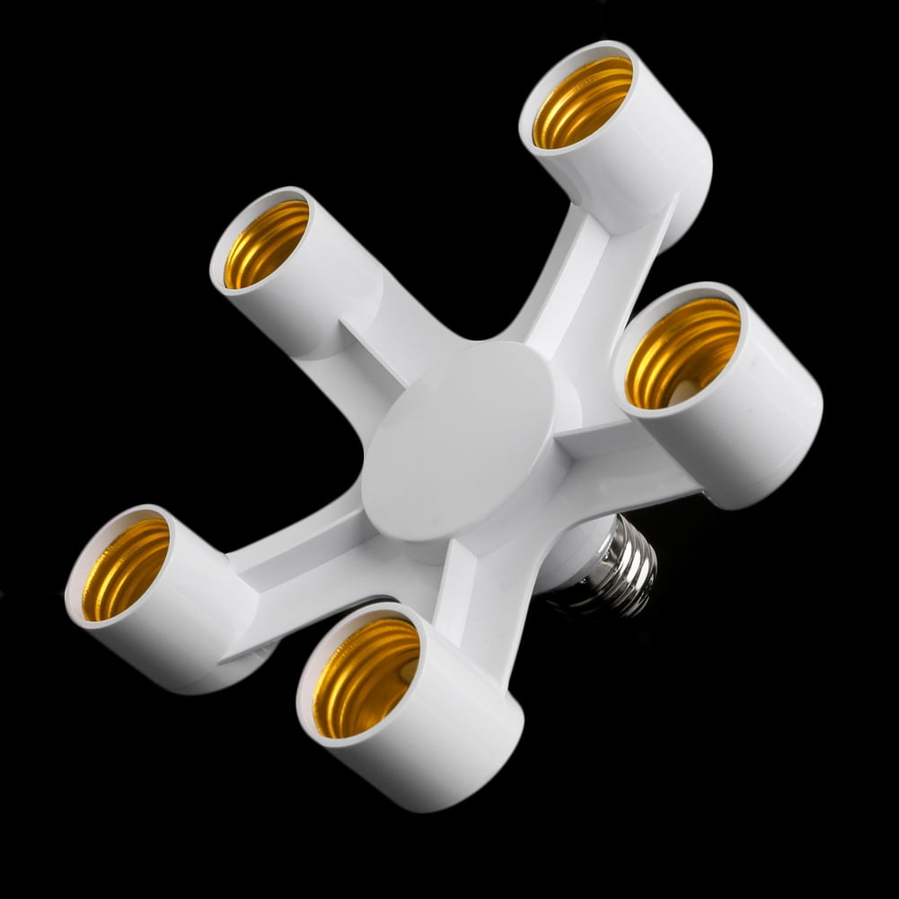 ANXPTME 5 In 1 E27 To E27 Base Socket Splitter LED Light Lamp Bulb Adapter Holder