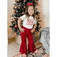 thumbnail image 2 of Douhoow Christmas Kid Girls 2pcs Clothes Sets,Letter Short Sleeve T Shirts+Velvet Flare Pants, 2 of 9