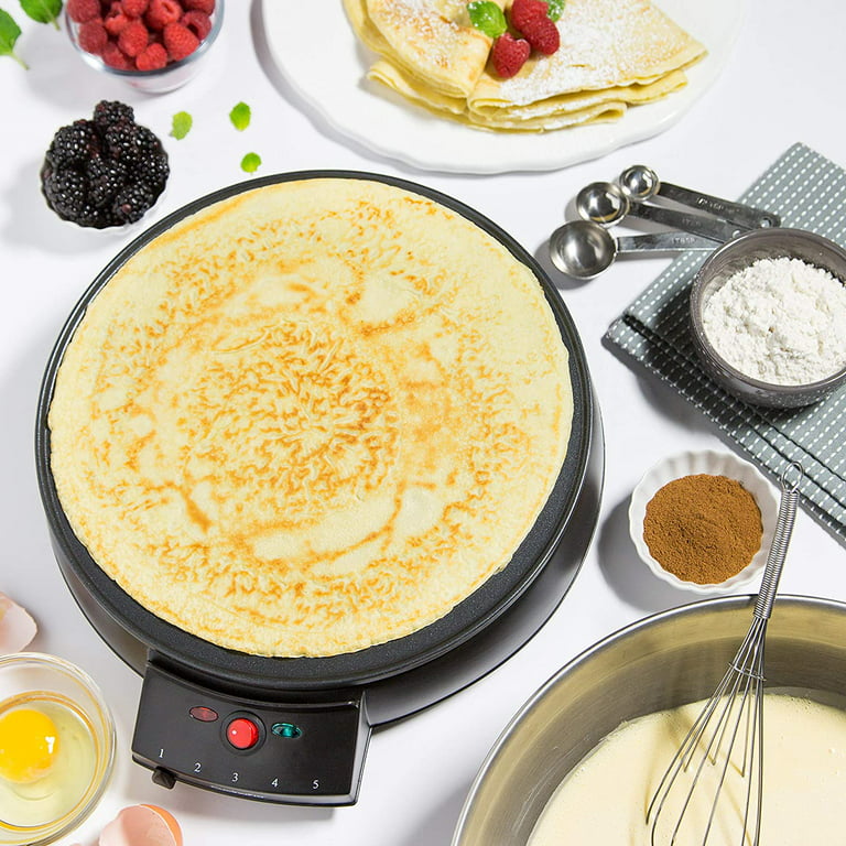 12 Griddle & Crepe Maker, Non-Stick Electric Crepe Pan w Batter Spreader &  Recipe Guide- Dual Use for Blintzes Eggs Pancakes, Portable, Adjustable  Temperature Settings- Easter Morning Breakfast, Gift 