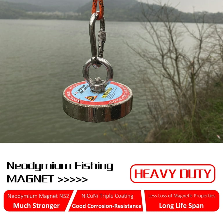 ULIBERMAGNET Magnet Fishing Kit 1200LB Dia.3.81in, Strong Neodymium Magnet  N52 with 20 Meters Durable Rope, Heavy Duty Magnetic of Retrieving Treasure  in Rivers 