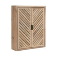 thumbnail image 5 of Kate and Laurel Mezzeta Decorative Modern Two-Door Floating Bathroom Cabinet, 22 x 7 x 28, Natural Wood, Decorative Solid Mango Wood Over the Toilet Storage Cabinet with Slatted Chevron Design, 5 of 9