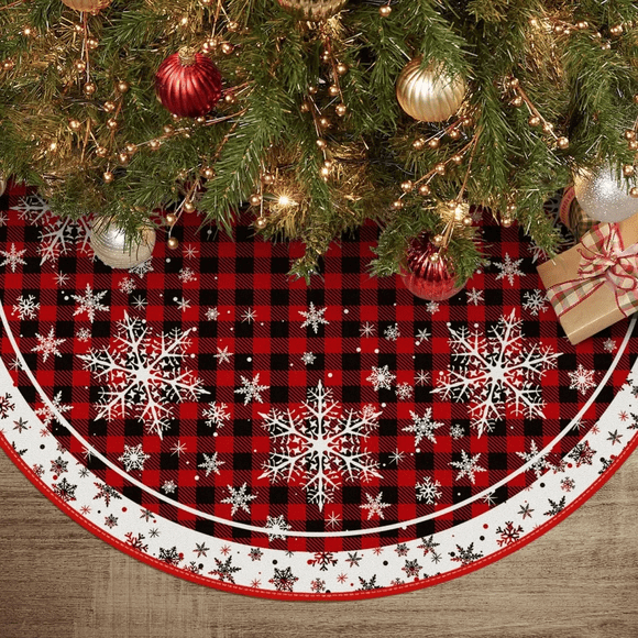 Falda Pie De Arbol Navideño Decoracion Copos Nieve 122cm Xtellar rojo