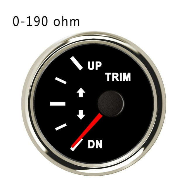 Car Boat Trim Gauge UP-DN For Inboard Outboard Engine 0-190ohm 167-10ohm With Red Backlight 12V 24V