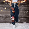 thumbnail image 2 of Women's Casual Fashion Christmas Print Sweatpants, Long Casual Pants with Drawstring Waist for Sports and Home Wear, Comfortable Material,Dark Blue,3XL, 2 of 6
