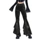 thumbnail image 1 of Jeans acampanados Prolriy para mujer, pantalones góticos de cintura alta de color sólido oscuro para mujer, negro M, 1 of 8