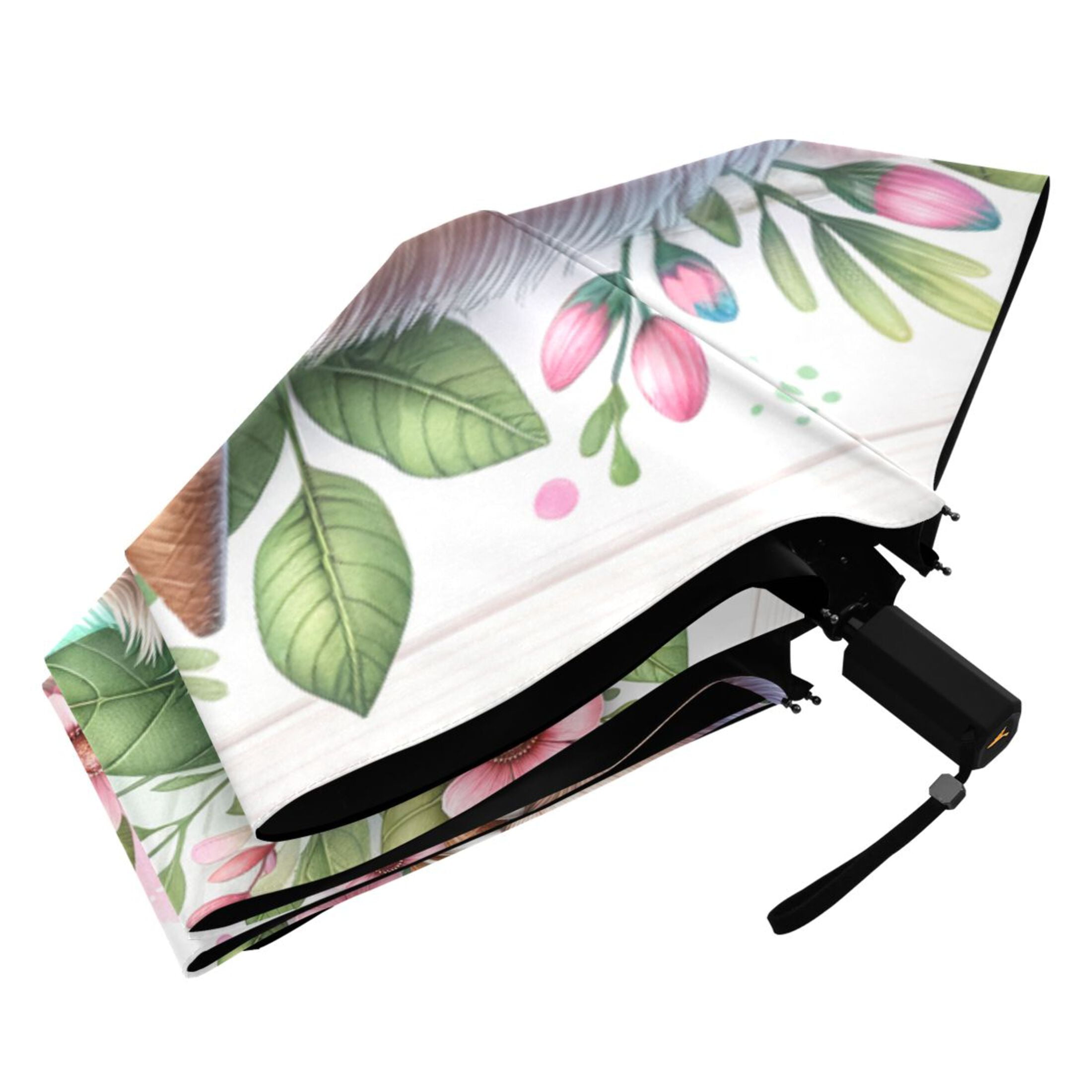 Compact Sun Umbrella Windproof Travel Umbrellas for Rain Strong Portable UV Protection Cute Sloth with Ice Cream