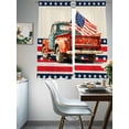 thumbnail image 4 of Independence Day Sheer Curtains 2 Panels Set Five-Pointed Stars Frame U. S. Flag Retro Truck Sheer Window Curtains Light Filtering Rod Pocket Voile Drapes for Bedroom Living Room 52"x63", 4 of 9