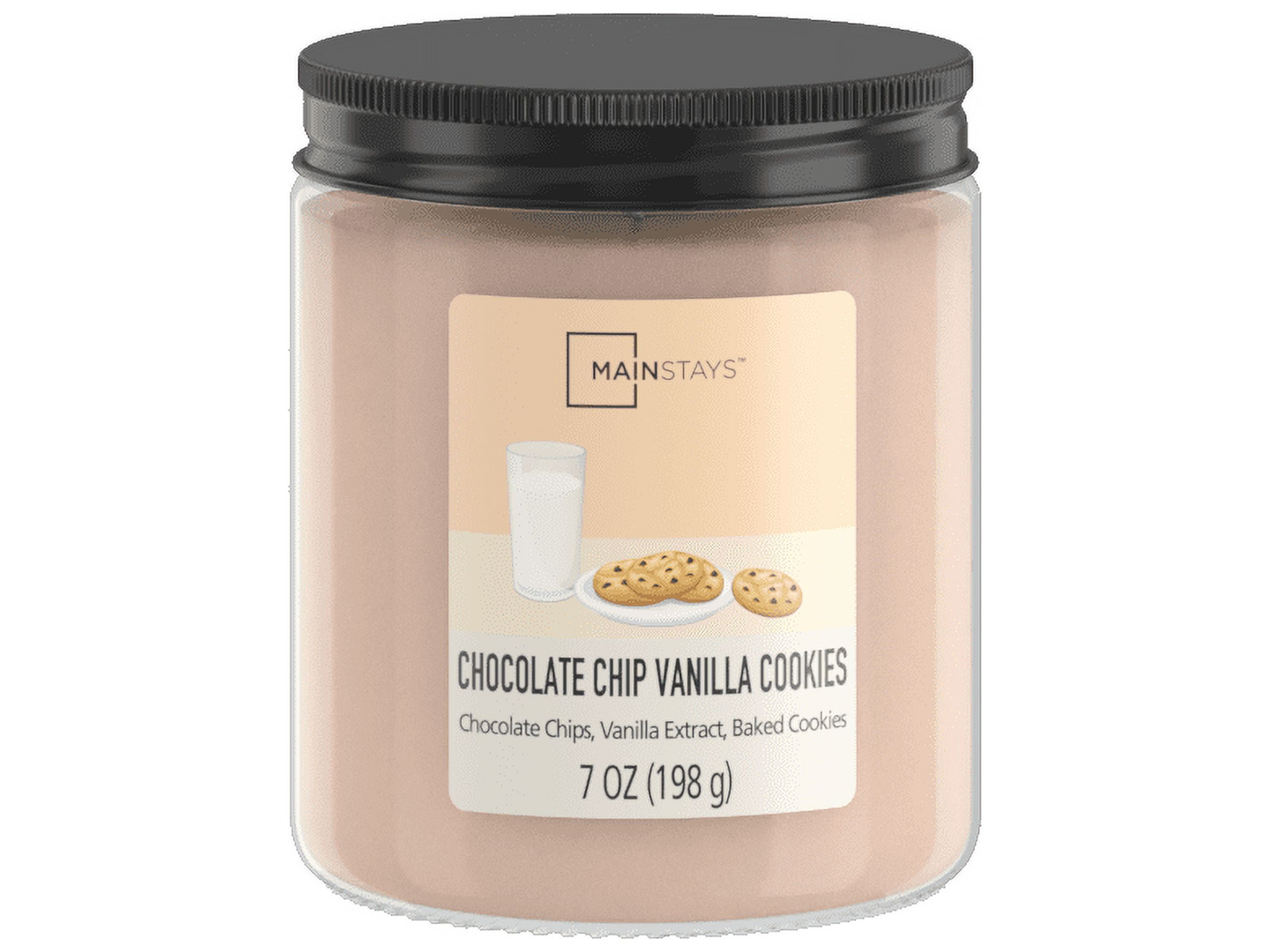 Mainstays Single-Wick Twist Glass Jar Scented Candle, Chocolate Chip Vanilla Cookies, 7oz.