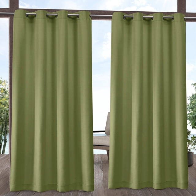 Exclusive Home Rideaux Intérieur/extérieur Solide Cabine Oeillet Haut Rideau Paire, 54x108, Kiwi Vert