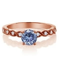 thumbnail image 2 of Gem Stone King 18K Rose Gold Plated Silver Ring Round Persian Blue Moissanite and (0.92 Cttw, Size 6), 2 of 2