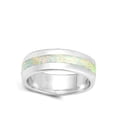 thumbnail image 4 of CHOOSE YOUR COLOR White Simulated Opal Wide Engagement Ring Sterling Silver Men's Heavy Band CZ Female Size 7, 4 of 4